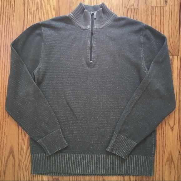 Structure Mens Pull Over Half Zip Grey Brown Sweater - Picture 14 of 15